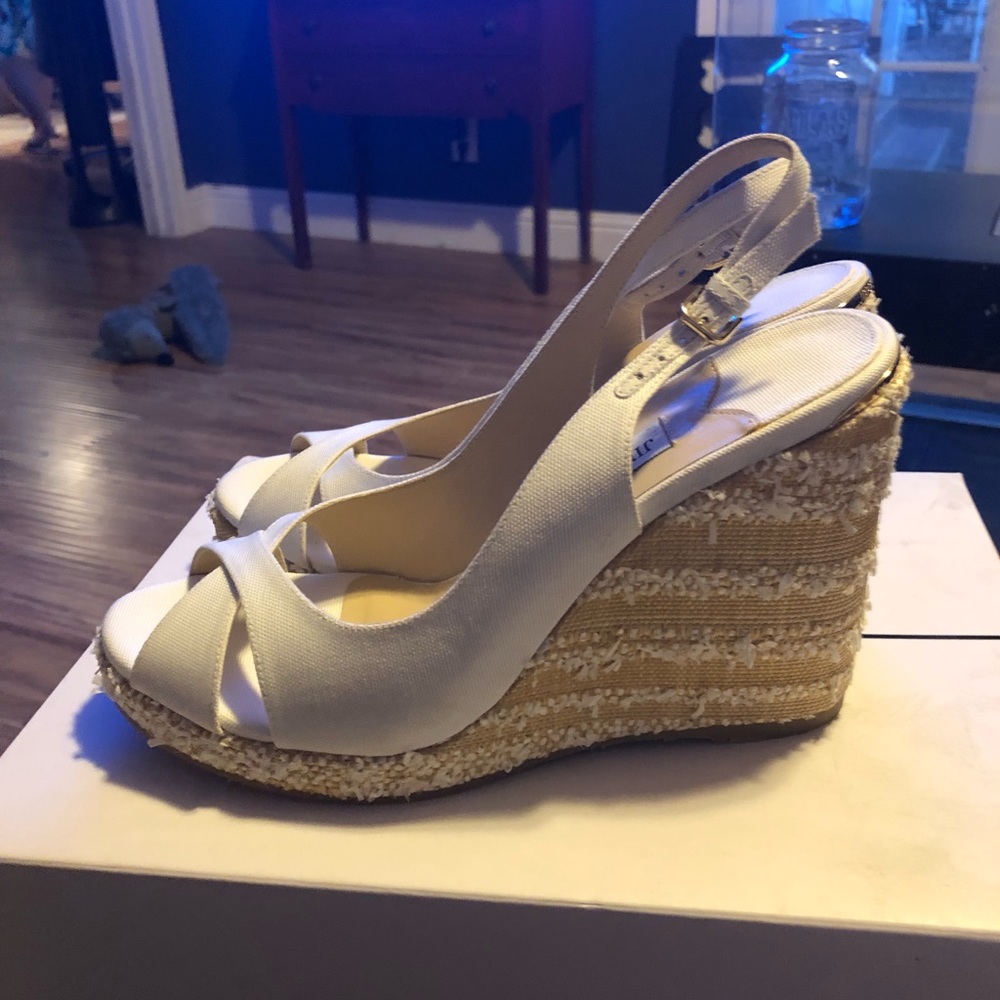NWOT jimmy Choo white wedges sz 40